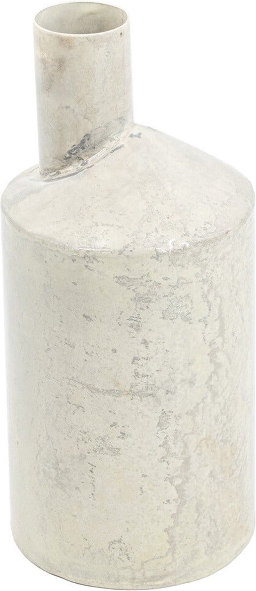 HomeBound by KY | Vaas metaal white marble | 5x14x31,5cm | bloemenvaas wit