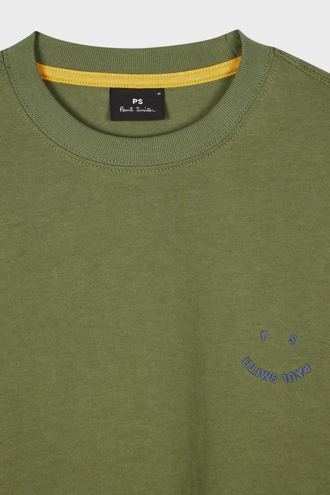 Paul Smith Mens Reg Fit Ss Tshirt Ps Happy Lt Greyish Green Größe: S | Basic T-Shirts Outlet | Herren | Grün