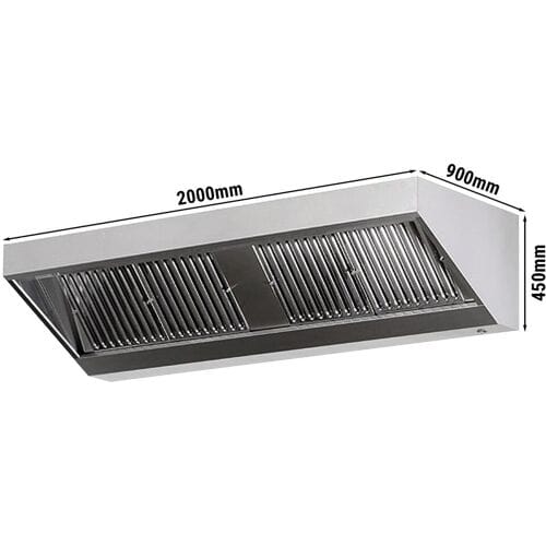 GGM Gastro Wandhaube - 2000mm - mit Filter & Lampe Zilver