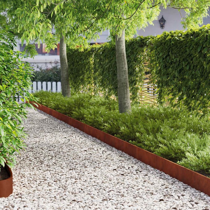 vidaXL - Gazonrand - 30 - st - 103 - x - 15 - cm - Staal - Roestkleurig