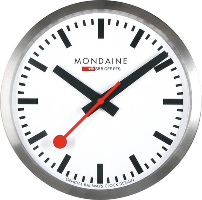 Mondaine Wall Clock A995.CLOCK.16SBB Klok - Aluminium - Zilverkleurig - 400 mm