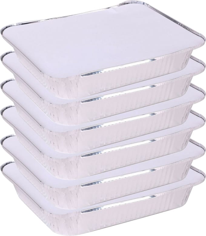 Elite Meal prep voedsel bewaar bakjes - Aluminium - 8x - 33 x 25 x 5 cm - met deksel
