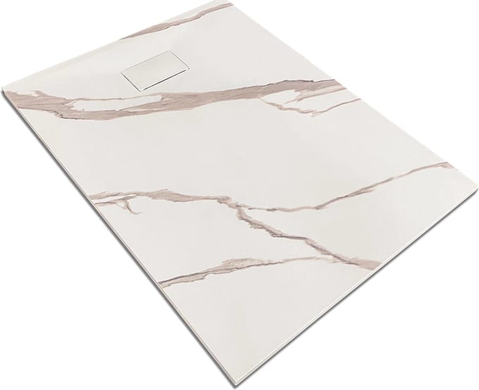 Mawialux douchebak - SMC leisteen - Marmer Wit - 120x90cm