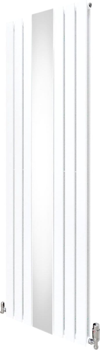 Platte spiegelradiator & trv chroom kleppen - wit - 1800x565 mm - bs