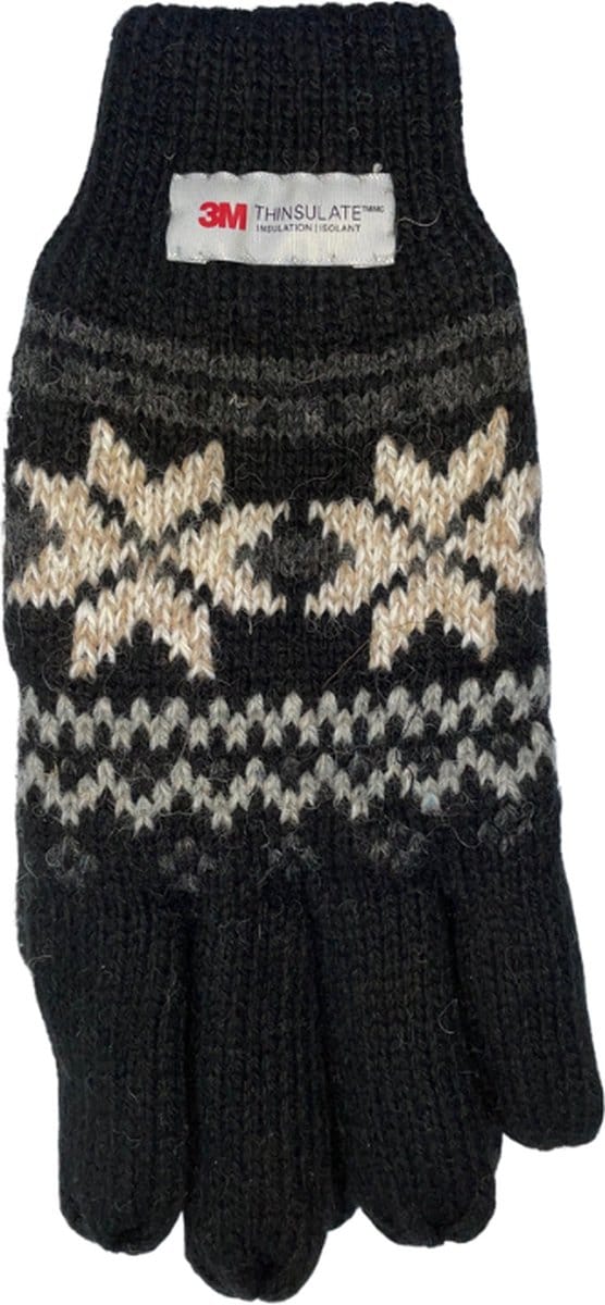 Dames handschoenen winter - Thinsulate voering - Noors motief zwart - One size