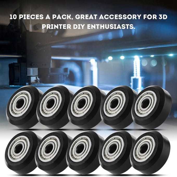 10 stuks CNC Wiel Katrol POM met Lagers 5 mm Boring voor 3D Printer (L) gray
