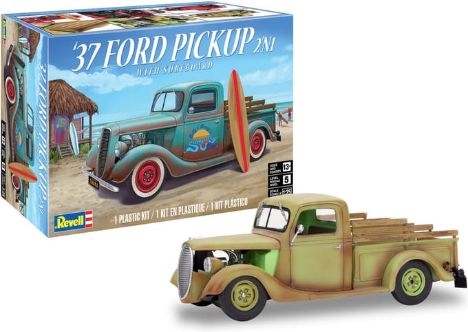 Revell Modelbouwpakket Auto - 14516 1937 Ford Pickup with surfboard 2N1 Plastic - 1:25 - Modelbouw
