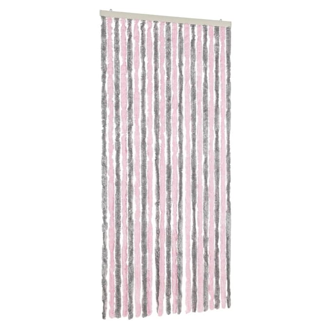 vidaXL - Vliegengordijn - 90x200 - cm - chenille - zilvergrijs - en - roze