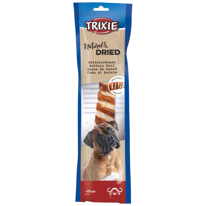 Voordeelpakket: 6 stuks Trixie Natural & Gedroogde buffelstaart hondensnacks