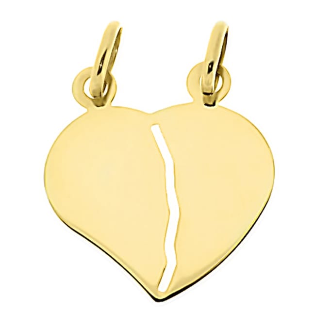 Juwelier Zwartevalk 14 karaat gouden breek hart hanger - 14.101.035