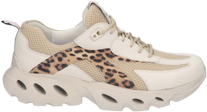 Durea - 6309 H - Lage sneakersDames sneakers - Kleur: Wit/beige - Maat: 39