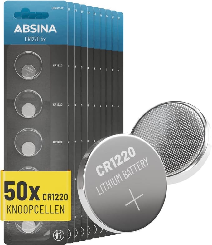 Knoopcel 3V CR1220 - Lithium batterij voor autosleutels en horloges - 5 stuks