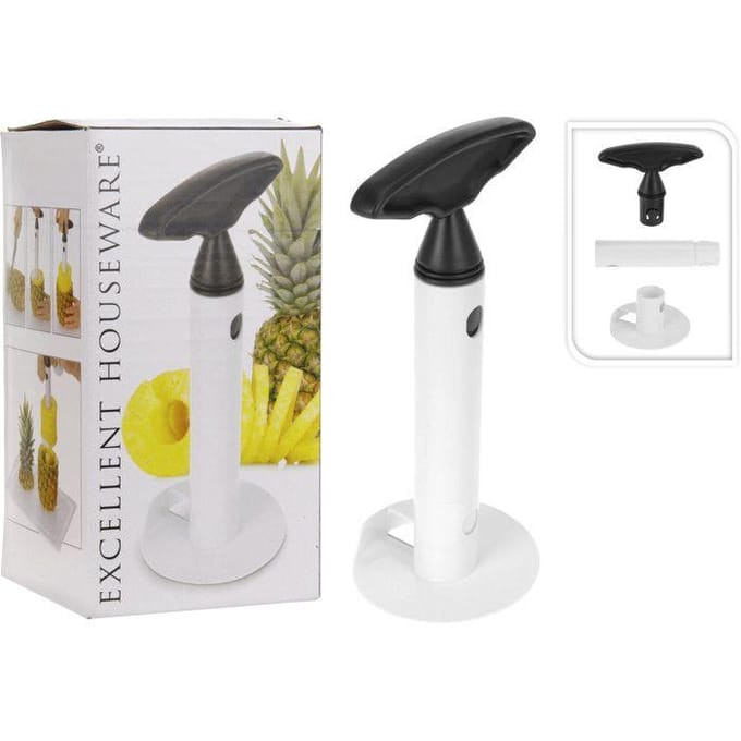 Excellent Houseware ananassnijder/ananaspeller - Wit - RVS - 19 cm