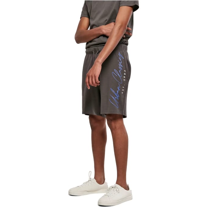 Urban Classics Korte broek -S- Script Logo Sweat Grijs