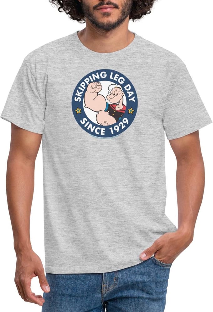 Popeye Skipping Leg Day Since 1929 T-Shirt Heren