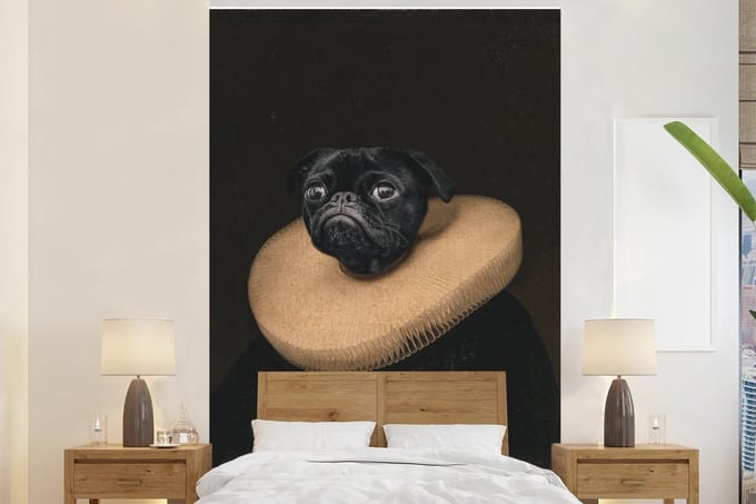 Behang - Fotobehang Oude Meesters - Olieverf - Hond - Breedte 145 cm x hoogte 220 cm