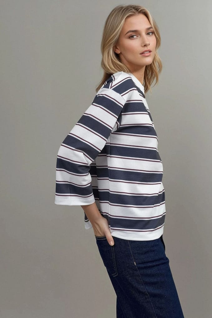 Gestreepte Crew Neck Lange Mouwen T-Shirt