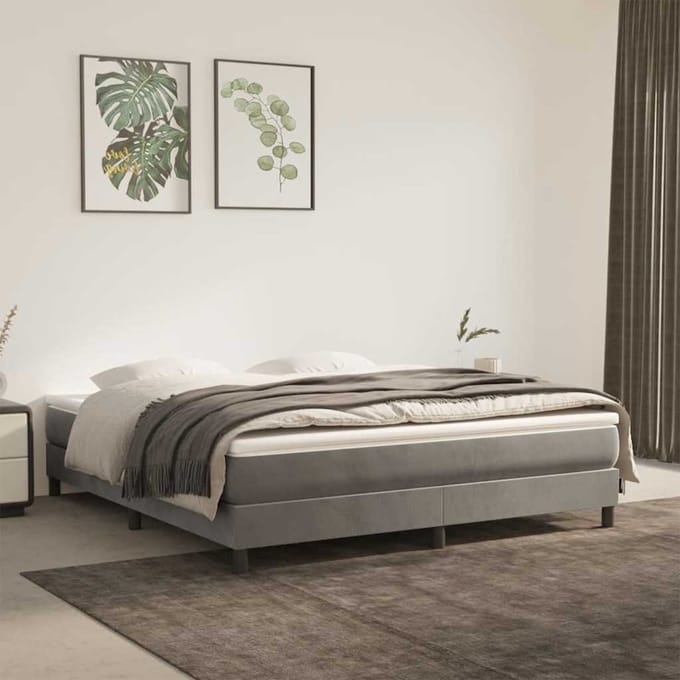 vidaXL - Pocketveringmatras - medium - 160x210x20 - cm - fluweel - lichtgrijs