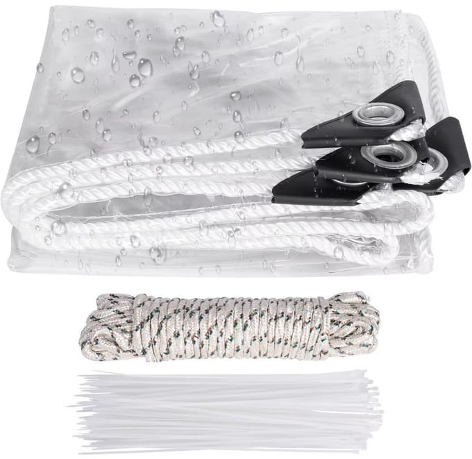 Transparant PVC-zeildoek Vortex - Waterdicht - Dekzeil - Veranda - Overkapping - Wind - Khaki - 210x240cm