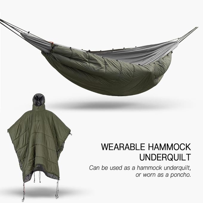 Hamac multifonctionnel sous-couette, hamac chaud d'hiver sous couverture Poncho pour Camping randonnée Style 2