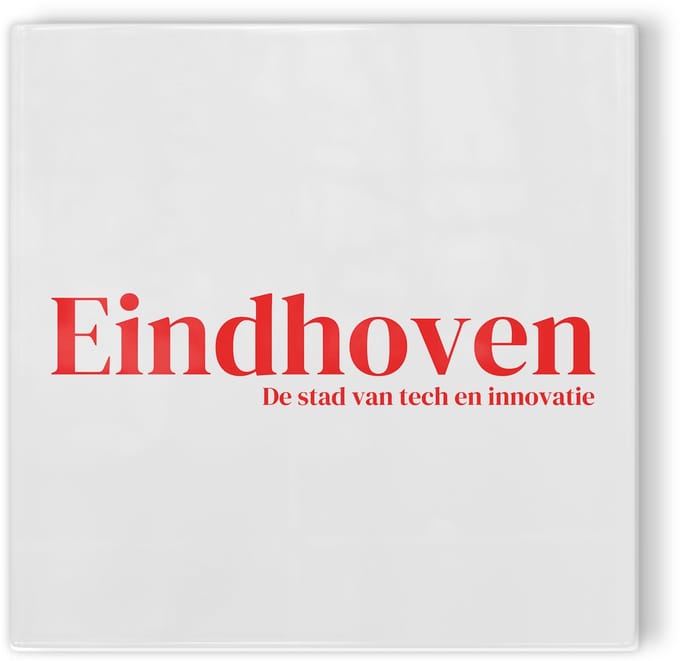 Tegeltje Eindhoven Stad van tech en innovatie - wit rood - tegeltje stad - tegeltje met tekst