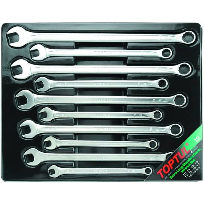 Schroeven en steeksleutelset TOPTUL 10st(10-19mm) lang 15 graden