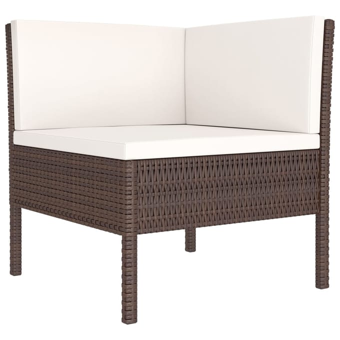vidaXL - 6-delige - Loungeset - met - kussens - poly - rattan - bruin