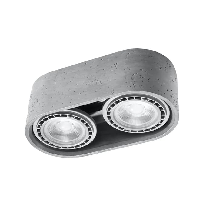 Sollux Lighting Plafondlamp Basic - GU10/ES111 - grijs - concreet - 9x27x14cm