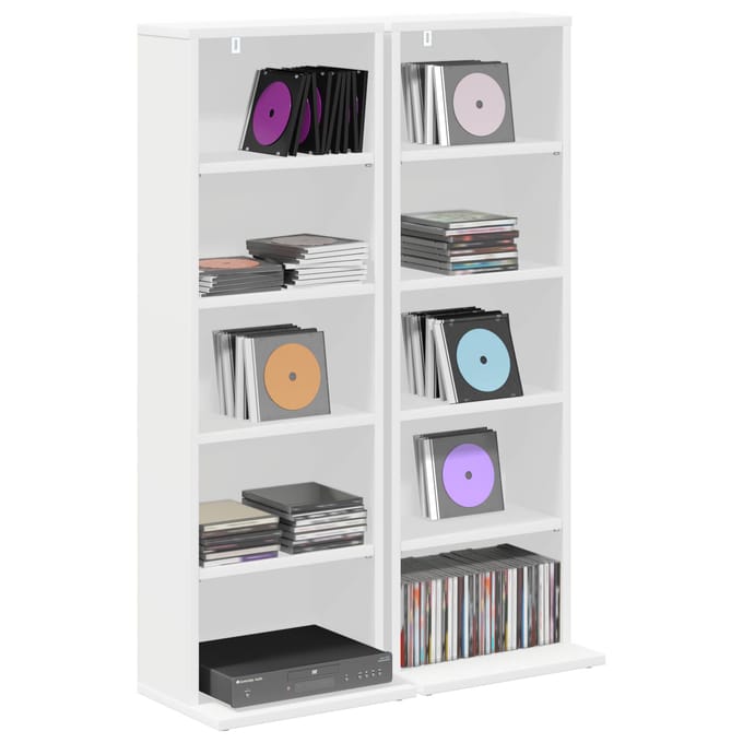 vidaXL - CD - Kast - 2 - st - Wit - 33 - x - 23,5 - x - 97,5 - cm - Bewerkt - hout