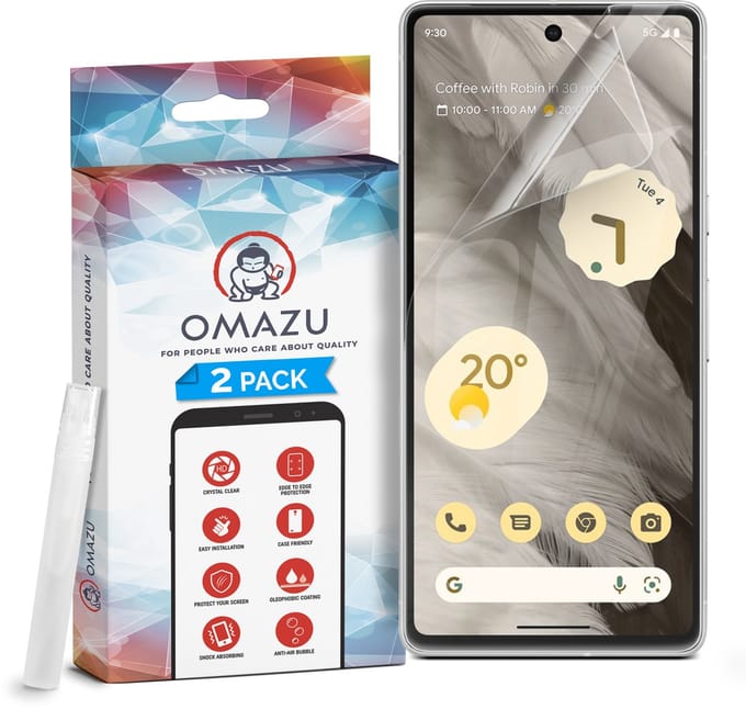 Google Pixel 9A, OMAZU 3D Flex TPU Screenprotector, 2 Pack (100% vingerafdruk scanner compatible) met kras herstellende coating, Edge to Edge bescherming, Geen Glazen protector