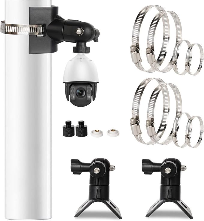 Universele 360° Camera Houder voor Buitenbeveiliging - Mastbevestiging met Adapter