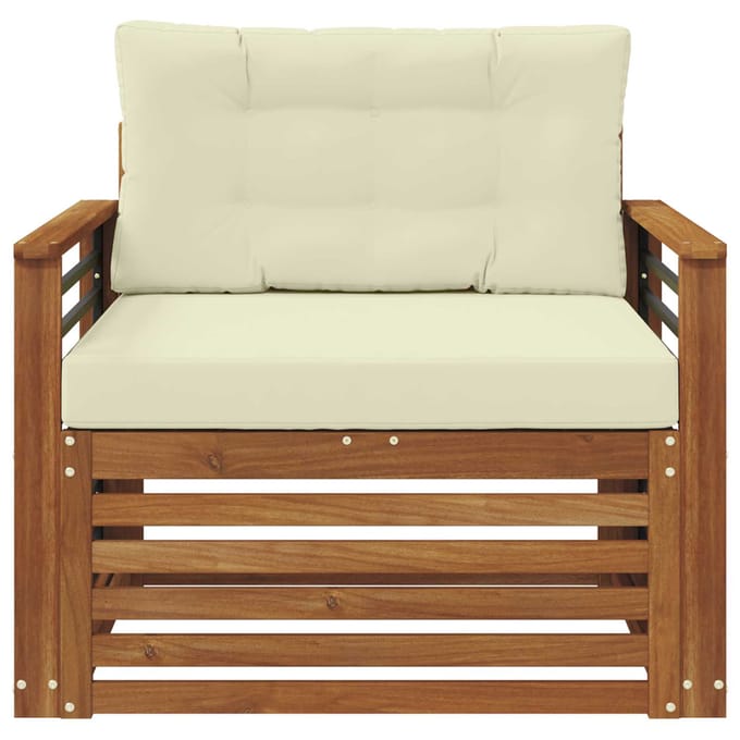 vidaXL - Buitensofa - Massief - Acacia - Hout - en - Polyester - Natuurlijk - en - Crème