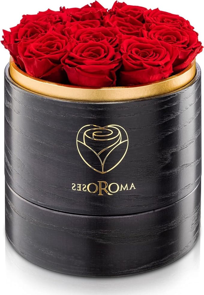 Echte Rozen - Bewaarde Bloemen - Langdurig Cadeau - Handgemaakte Houten Doos - 20 x 20 x 17 cm