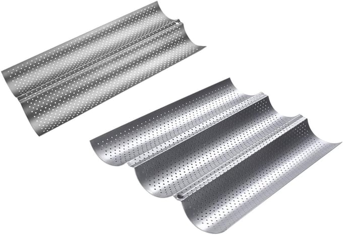 Bakvorm Baguettes - Broodvorm - Brood Bakken - Geperforeerd Ontwerp - 2 Stuks - Zilver