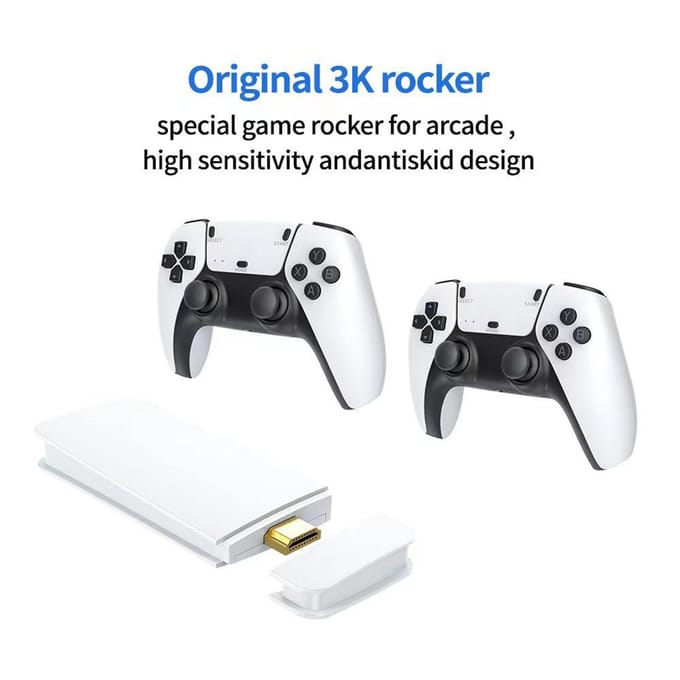 Draadloze gameconsole, retro gamestick, 4K HD plug-and-play tv-videogamestick, 10 emulators, 64G blue