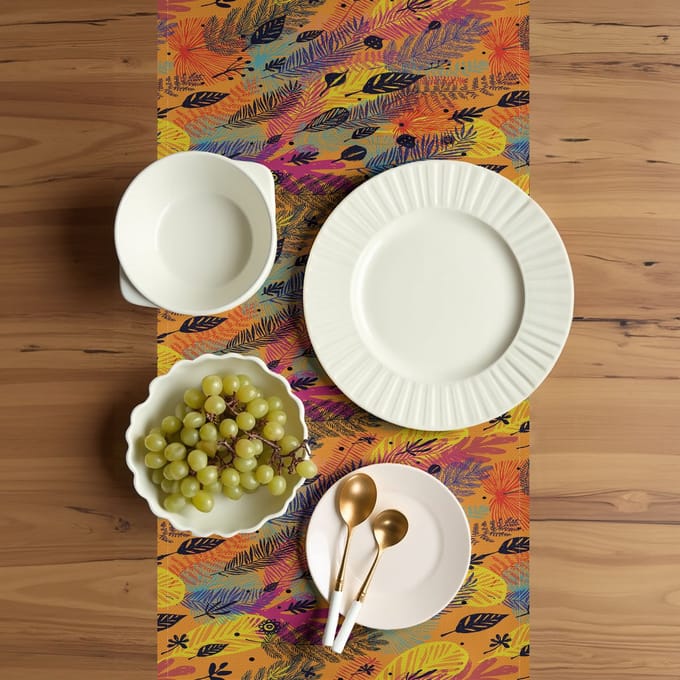 ABAKUHAUS Herfst-tafelrunner – Marigold & Veelkleurig – 40×180 cm