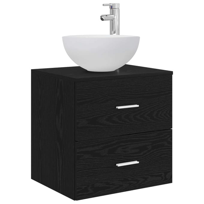 vidaXL - Wandgemonteerde - wastafel - van - een - meubel - Zwart - eiken