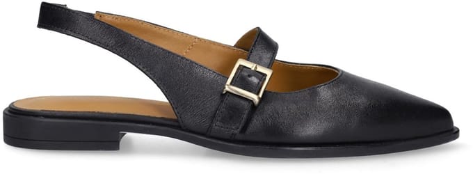 No Stress - Dames - Zwarte leren slingbacks - Maat 36