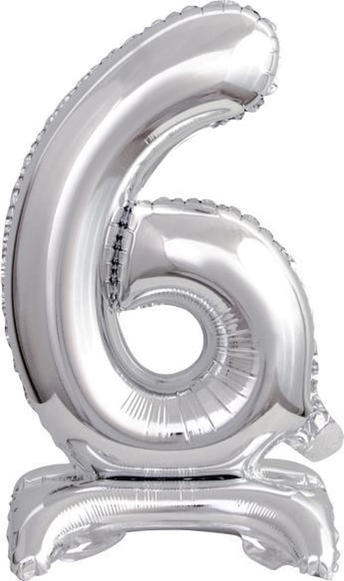 Amscan Cijferballon 6 Folie 38 Cm Zilver