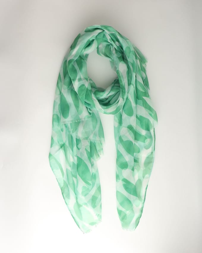 Biba scarf- Accessories Junkie Amsterdam- Dames- Lang- Katoen- Shawl- Gestript- Dun- Groen