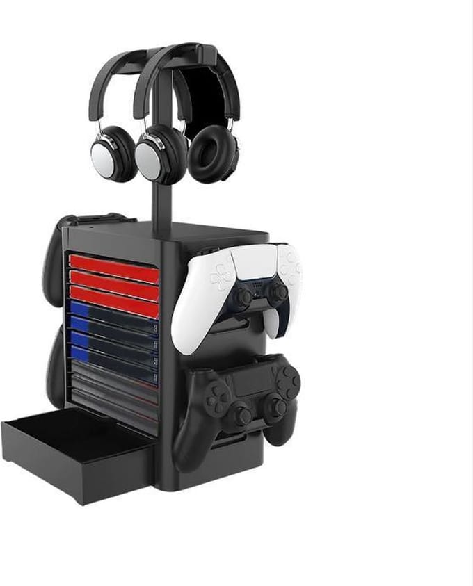 DrPhone MGST2 Multifunctionele Torenhouder – Opbergbox voor Spellen/Controllers/ Headset & Accessoires Geschikt voor o.a PS5/PS4/ Xbox Series X / N-Switch