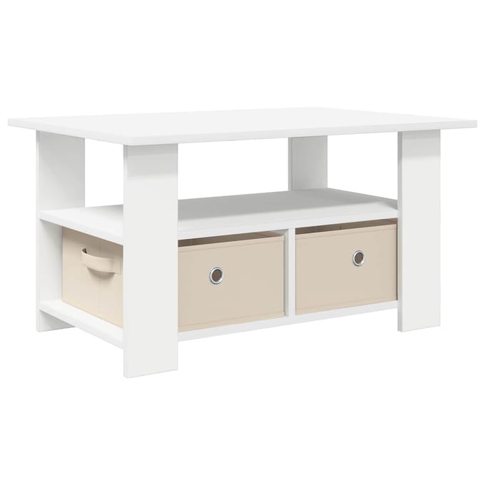 vidaXL - Salontafel - Wit - 77 - x - 55 - x - 42 - cm - Bewerkt - hout