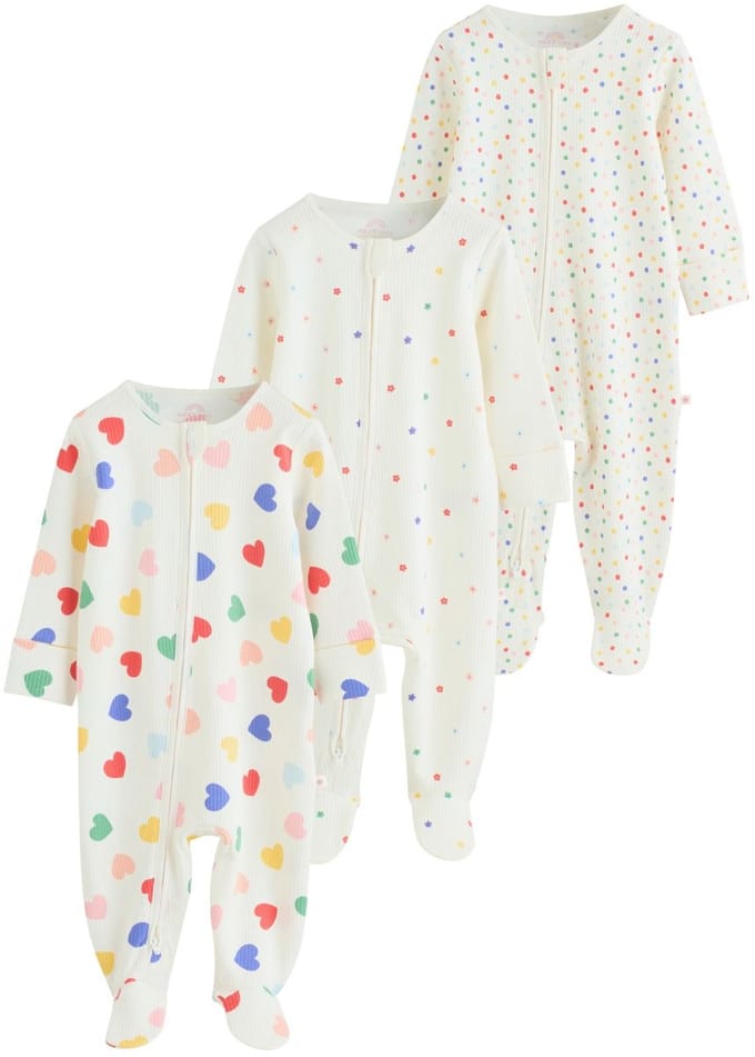Next - Meisjes - Set van 3 babypyjama's - Crème