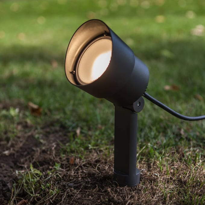 LUTEC LED prikspot EXPLORER, donkergrijs, Ø 9 cm, IP54