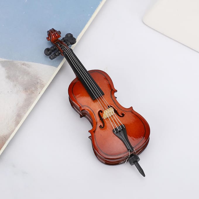 Lindehouten Violoncello Vormig Ornament 3-Dimensionale Decoratieve Koelkaststicker brown