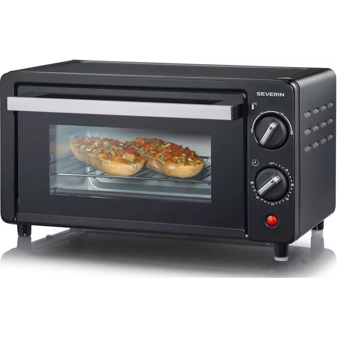 Severin TO 2062 Bak- en Toastoven – 9 Liter – 800 W – Timer – 100-220 °C – Zwart/Zilver