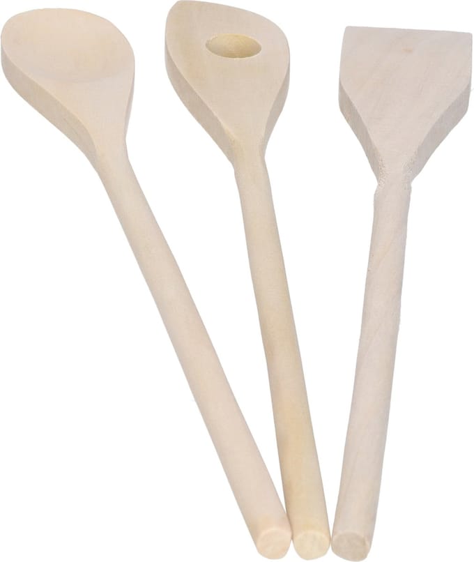 Alessandro Keukengerei spatels/lepels set - 31 cm - hout - 3-delig - roerlepels/bak spatels