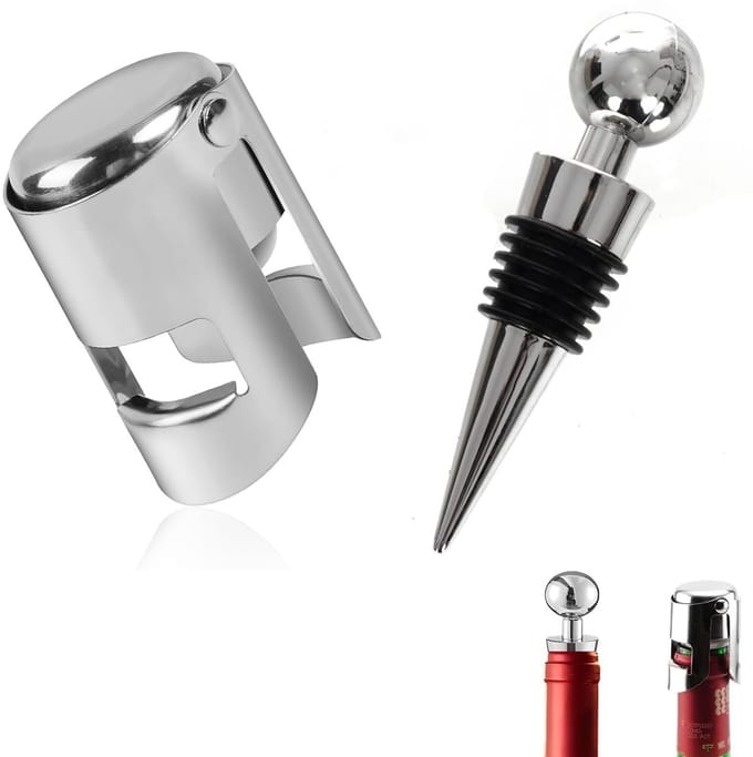 Dailygoody - Set van 2 RVS Champagne Sluitingen - Herbruikbare en Lekvrije Kurken