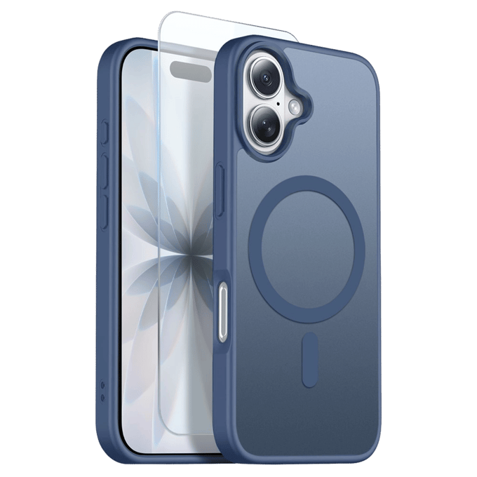 Northjo 2-in-1 iPhone 17 Hoesje – Shockproof, MagSafe + Screenprotector Blauw