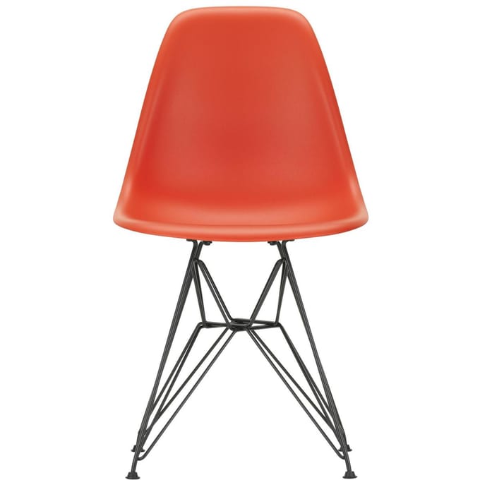 Vitra - DSR Eames Plastic Sidechair - basic dark gepoedercoat - poppy red RE - rood
